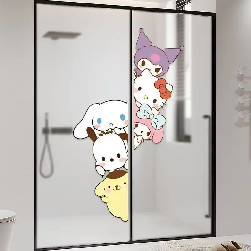 Cute Sanrio Cartoon Waterproof Stickers Removable PVC Decal for Glass Door Window Bathroom Car Wall Decor.