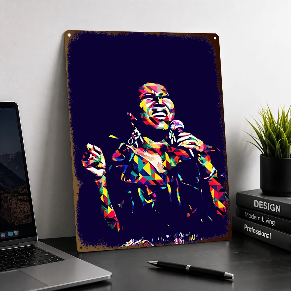 Aretha Franklin Textured Poster Personalized Metal Tin Sign Bold Smooth Groove Wall Art Ideal For Music Rooms And Jazz Corners