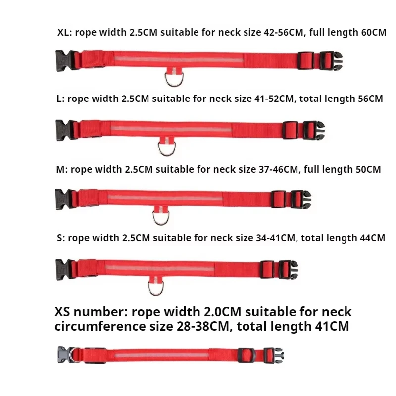 Dog Collar Nylon LED Night Safety Flashing Glow In The Dark Pets Dog Leash Pet Dogs Luminous Fluorescent Dog Accessories Collar