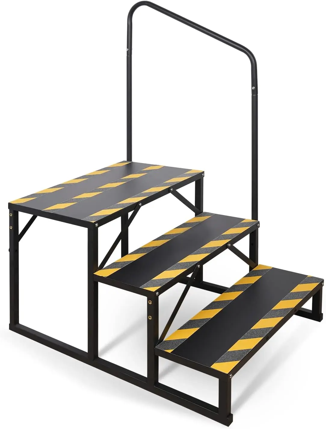 

3 Step RV Stairs with Handrail, Portable Spa Steps for Travel Trailer, Camper and Porch, Non-Skid Safety