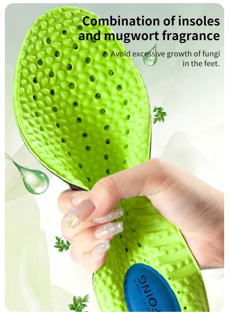 Wkładki do butów Pu Mugwort Cushion, sportowe, dezodoryzujące, męskie i damskie, letnie, amortyzujące, pochłaniające pot, oddychające, komfortowe. — zdjęcie 3