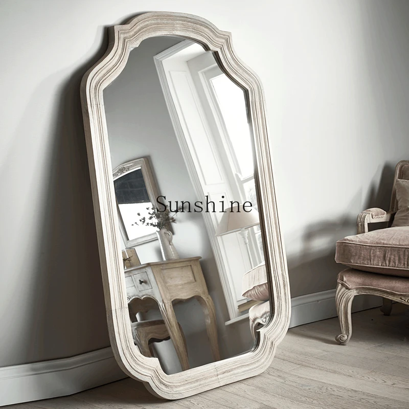

French old home wabi sabi floor mirror bedroom cloakroom large size full-length mirror
