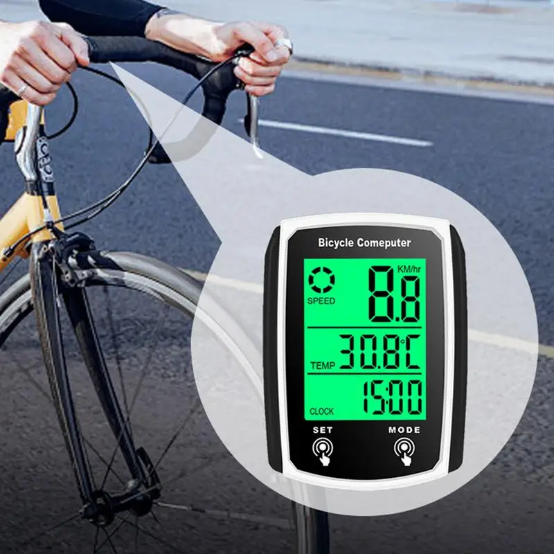 Odómetro y velocímetro con pantalla de retroiluminación para ciclismo, odómetro y velocímetro de ciclismo con cable a prueba de agua, despertador automático, accesorios portátiles para ciclismo