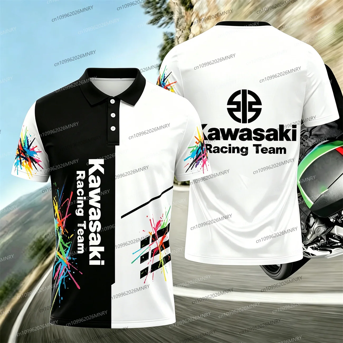 

Kawasaki Motocross men's polo shirts Quick Drying Cycling Suit polo men's clothes Women Oversized tshirt Sports Sleeved Top