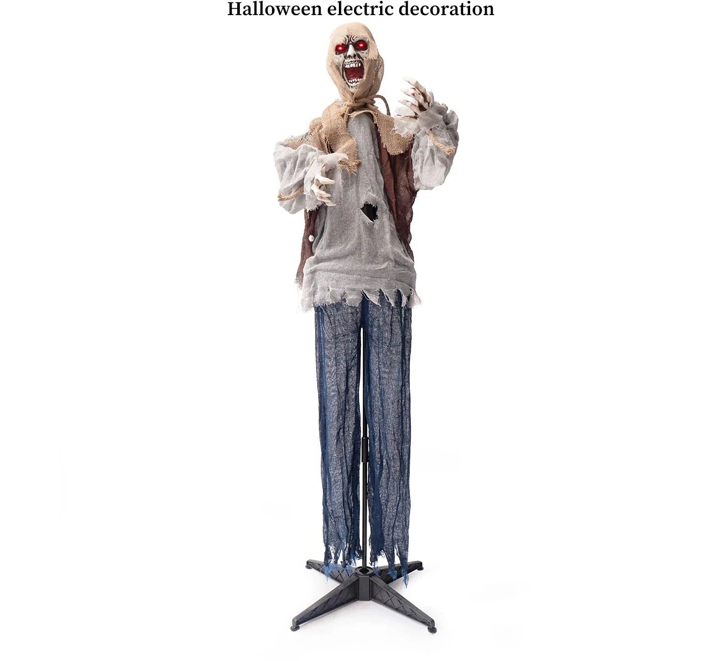 For 1.8m headscarf electric induction zombie station haunted house secret room luminous horror atmosphere ghost decoration