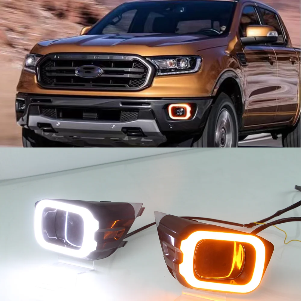 Auto Low Power Daytime Running Light LED DRL Front Foglight Head Fog Lamp Body Kit Upgrade Accessories For Ford Ranger 2018-2019