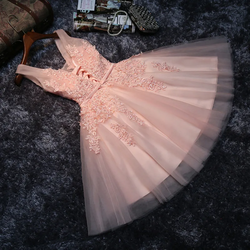 Elegant Pearl Pink Prom Dresses for Women 2023 Summer Sexy V Neck Beading Lace Up Wedding Evening Guest Graduation Party Dress