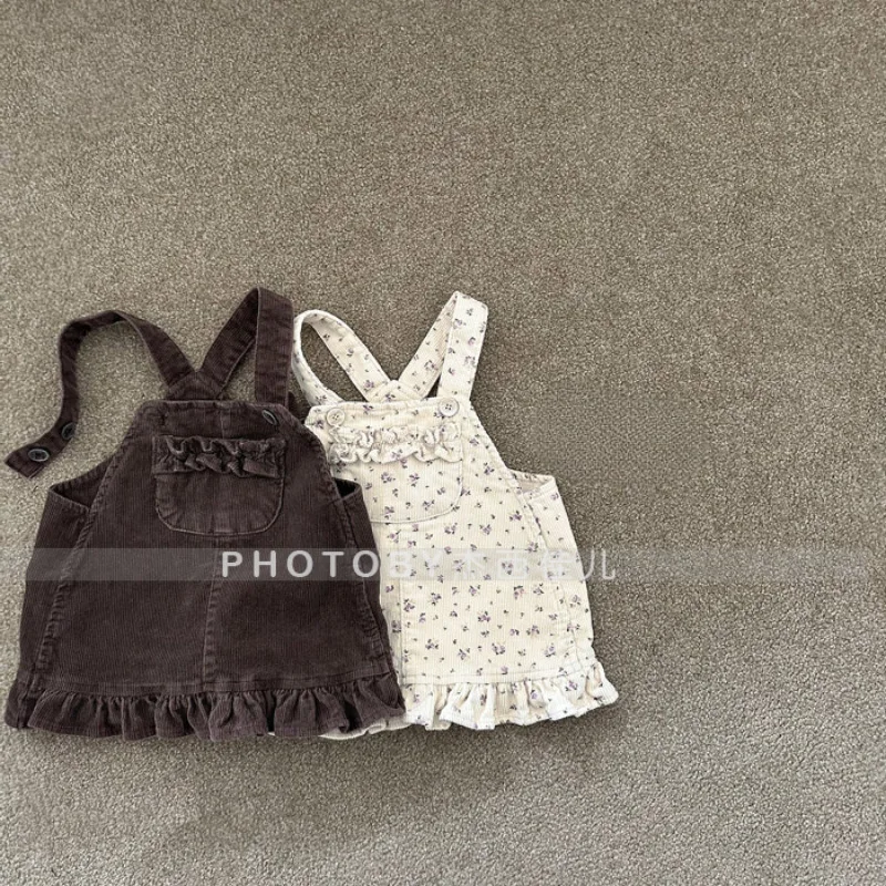 

2025 Autumn New Girls Sleeveless Dress Infant Toddler Corduroy Strap Dress Baby Girl Cute Floral Princess Dress Kids Clothes