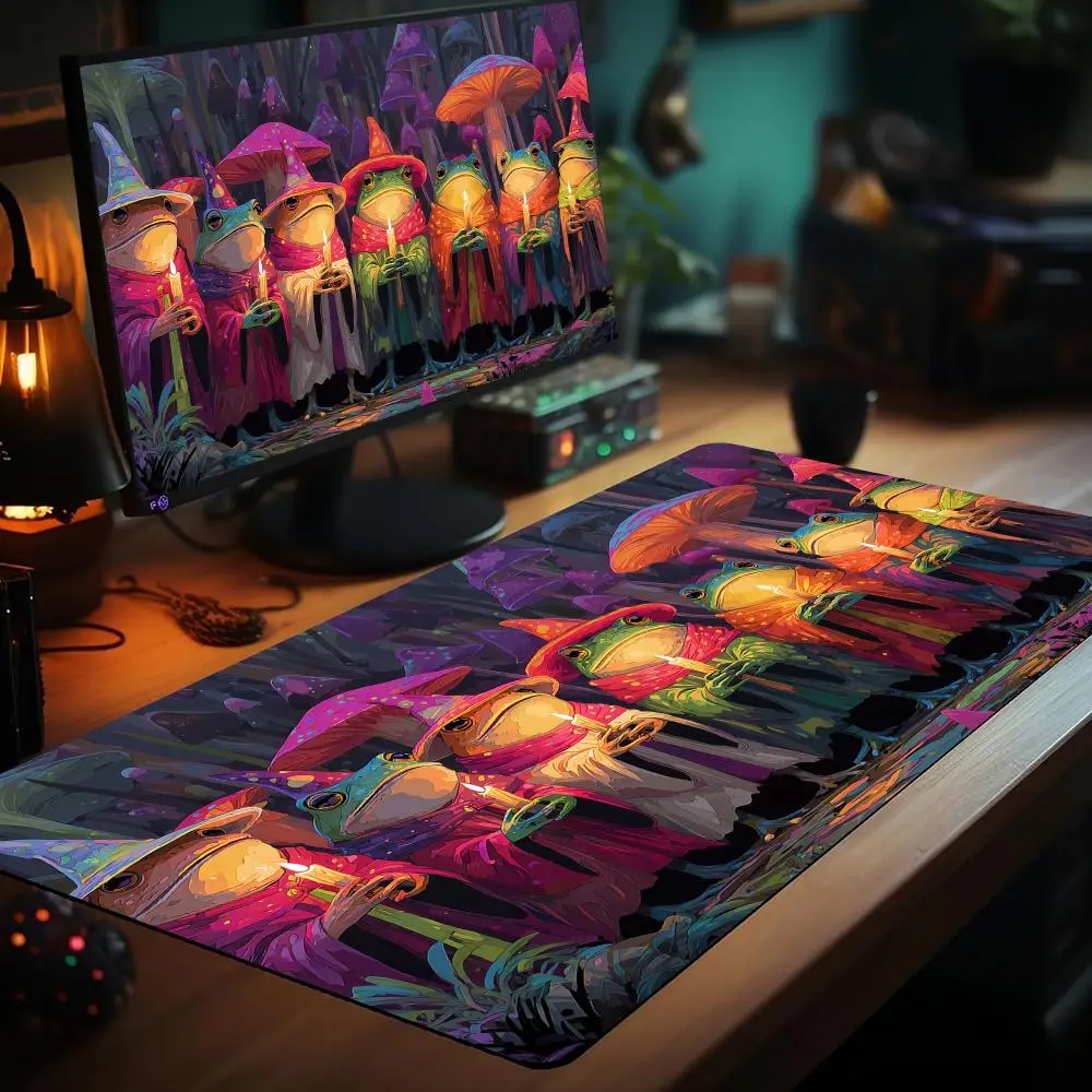 Colorful Frog Wizard Magic Playmat Card Battle Gaming Mat with zone mtg playmat 60X35cm desk mat suitable for game gathering