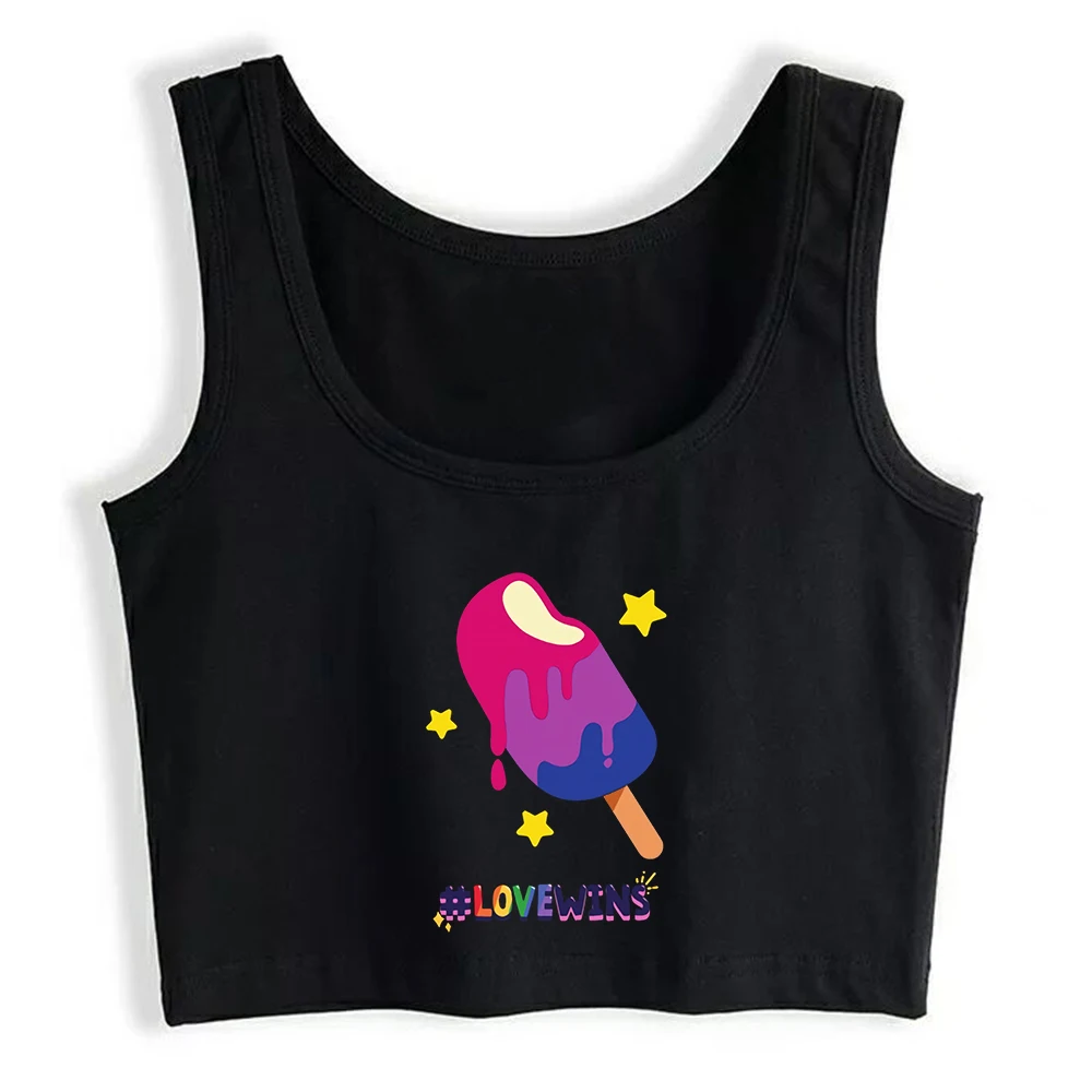 Rainbow Ice Cream Design Sexy Breathable Tank Tops Bisexual Love Wins Rainbow Pride Crop Top Pride Month Gifts Camisole