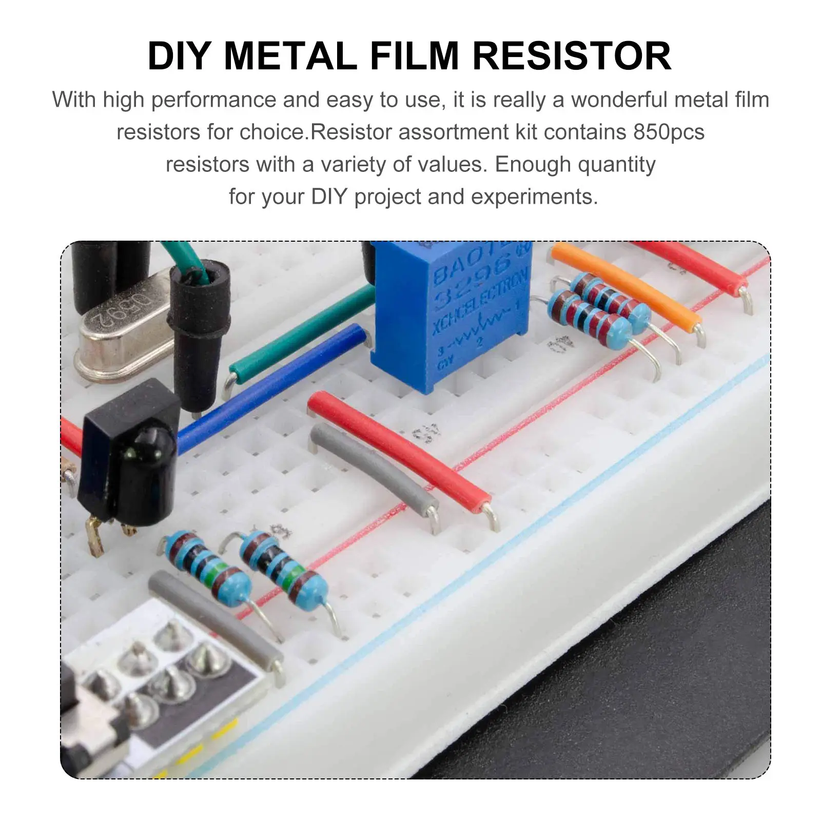 850Pcs Metal Film Resistor Set 1 Quarter Watt 1 Accuracy 30 Values 0 to 10k DIY Handmade Resistor Electronic Projects