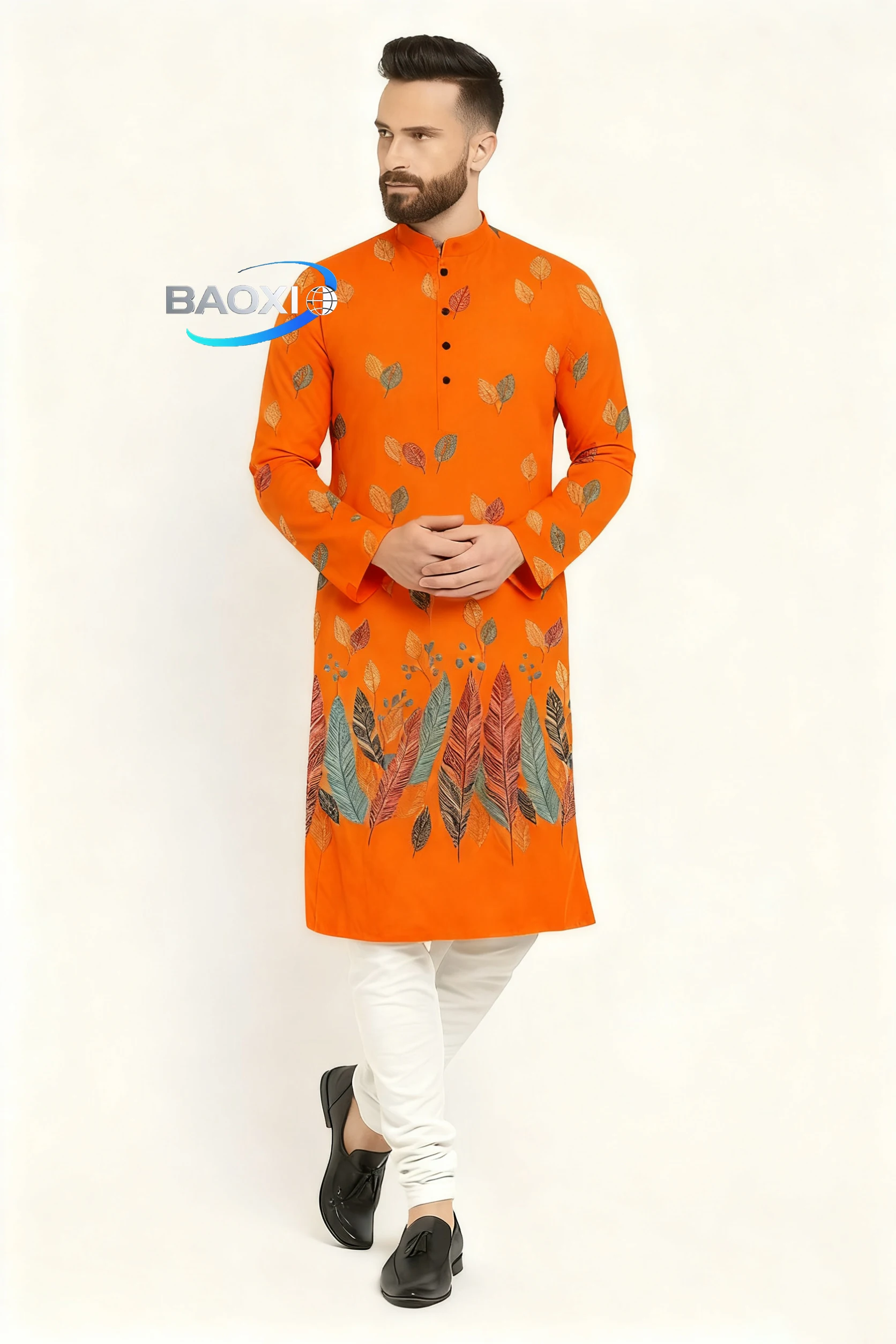 Vestaglia lunga stampata da uomo con vari modelli, kurtaasuha, vestibilità alla moda e comoda, adatta a tutte le occasioni