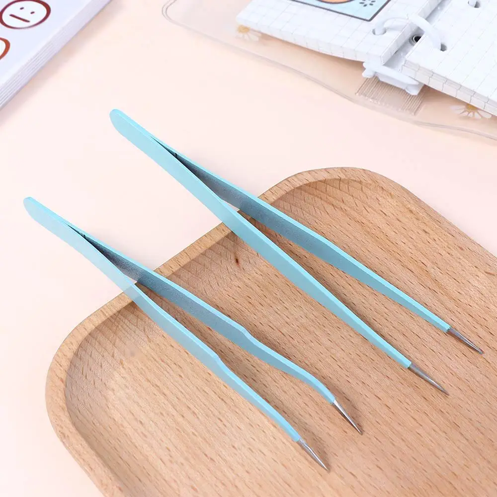 Tools Portable Journal Accessorise Stainless Steel Tape Sticker Tool Picking Tool Nipper Tweezers Macaron Color Nail Tweezers