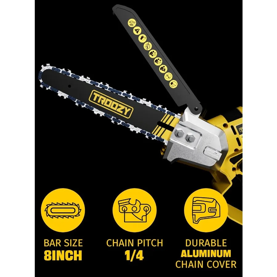 Sega a palo a batteria Sega a catena 2IN1 da 8 pollici per potatura di rami di albero e taglio del legno con asta telescopica da 9 piedi, angolo regolabile 180