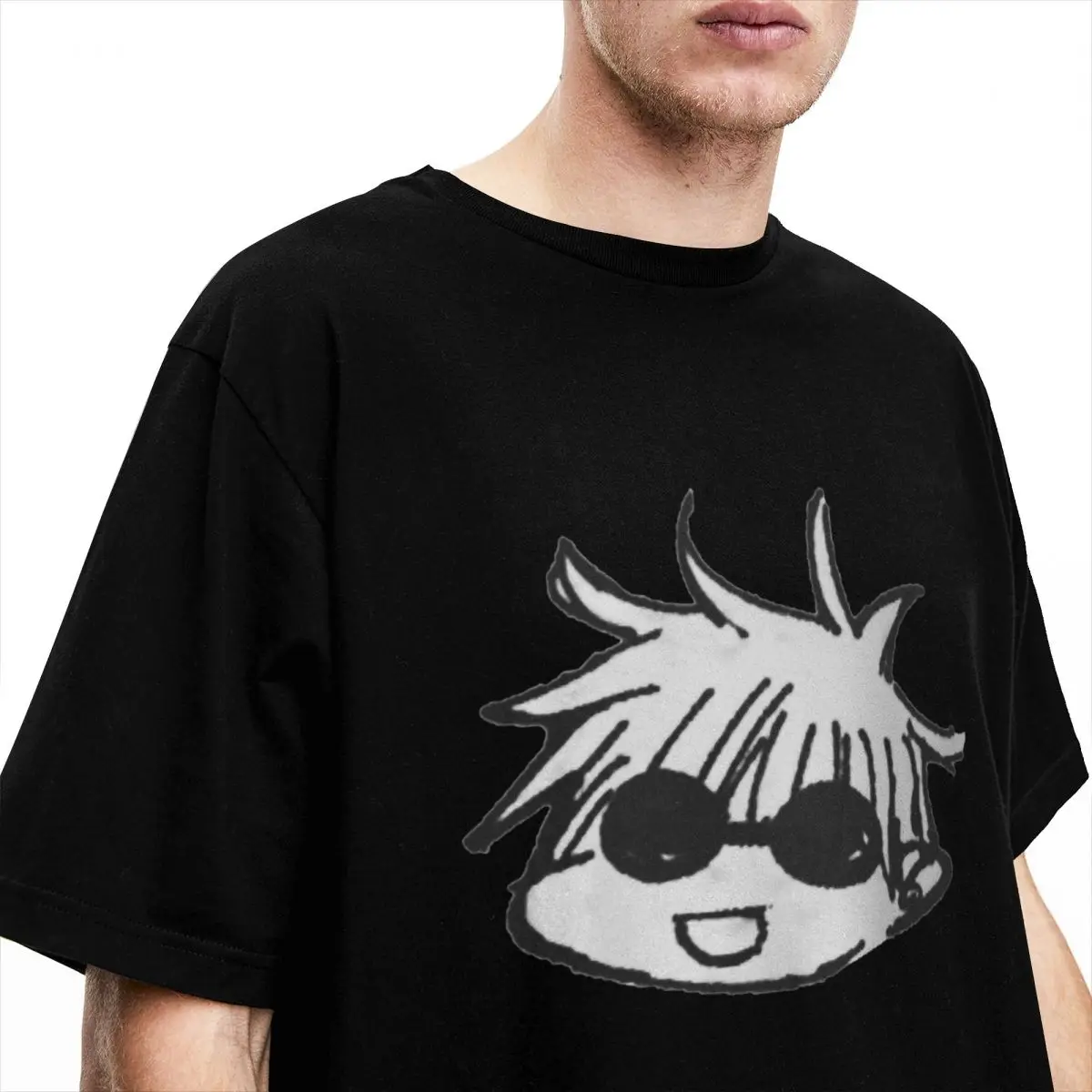 Yowai Mo Jujutsu Kaisen Satoru T-Shirt for Men Anime Crazy Cotton Tee Shirt Round Collar Short Sleeve T Shirts Summer Clothes