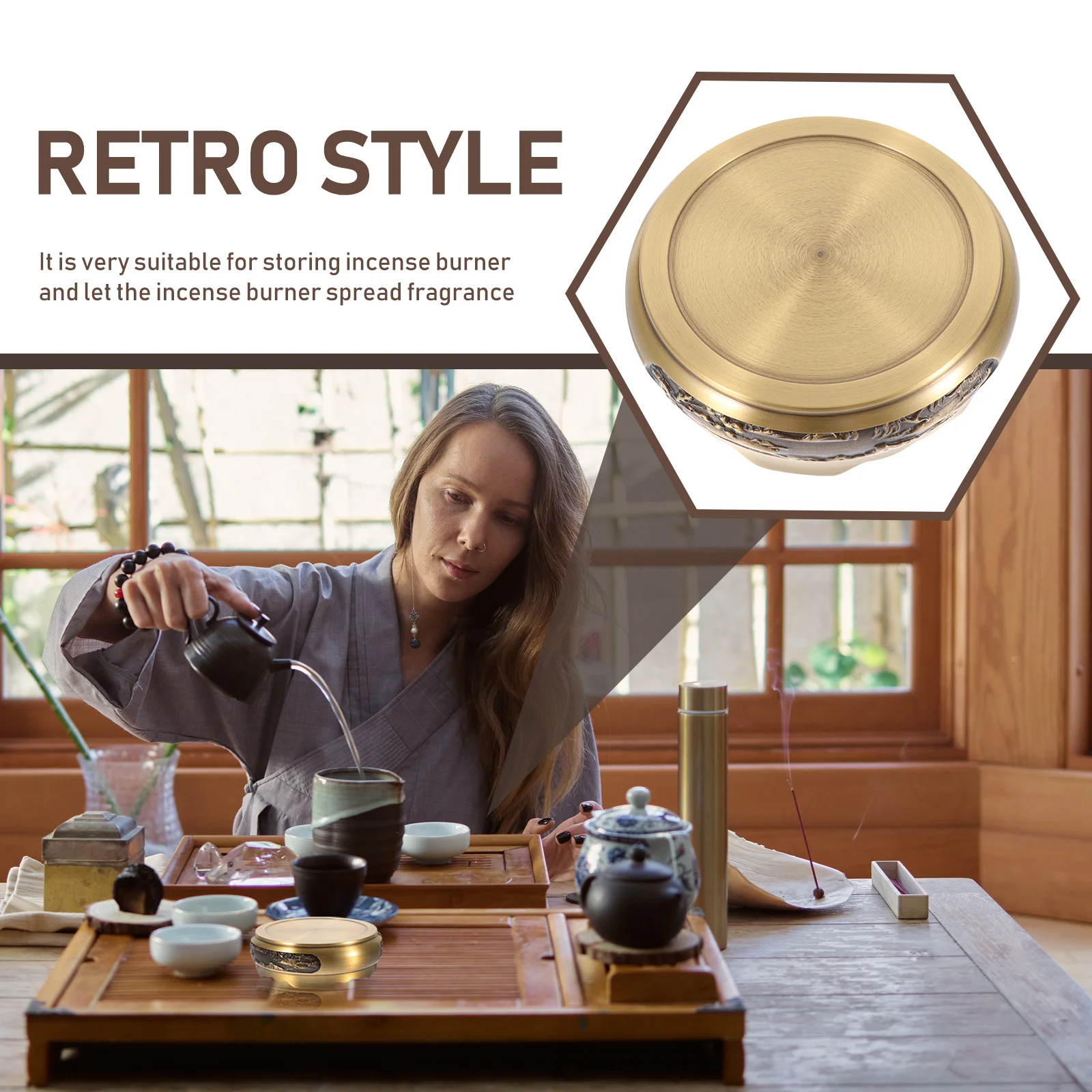 

Copper Incense Burner Base Premium Craft Display Stand For Home Office Decor Aroma Furnace Tray Desktop Incense Holder