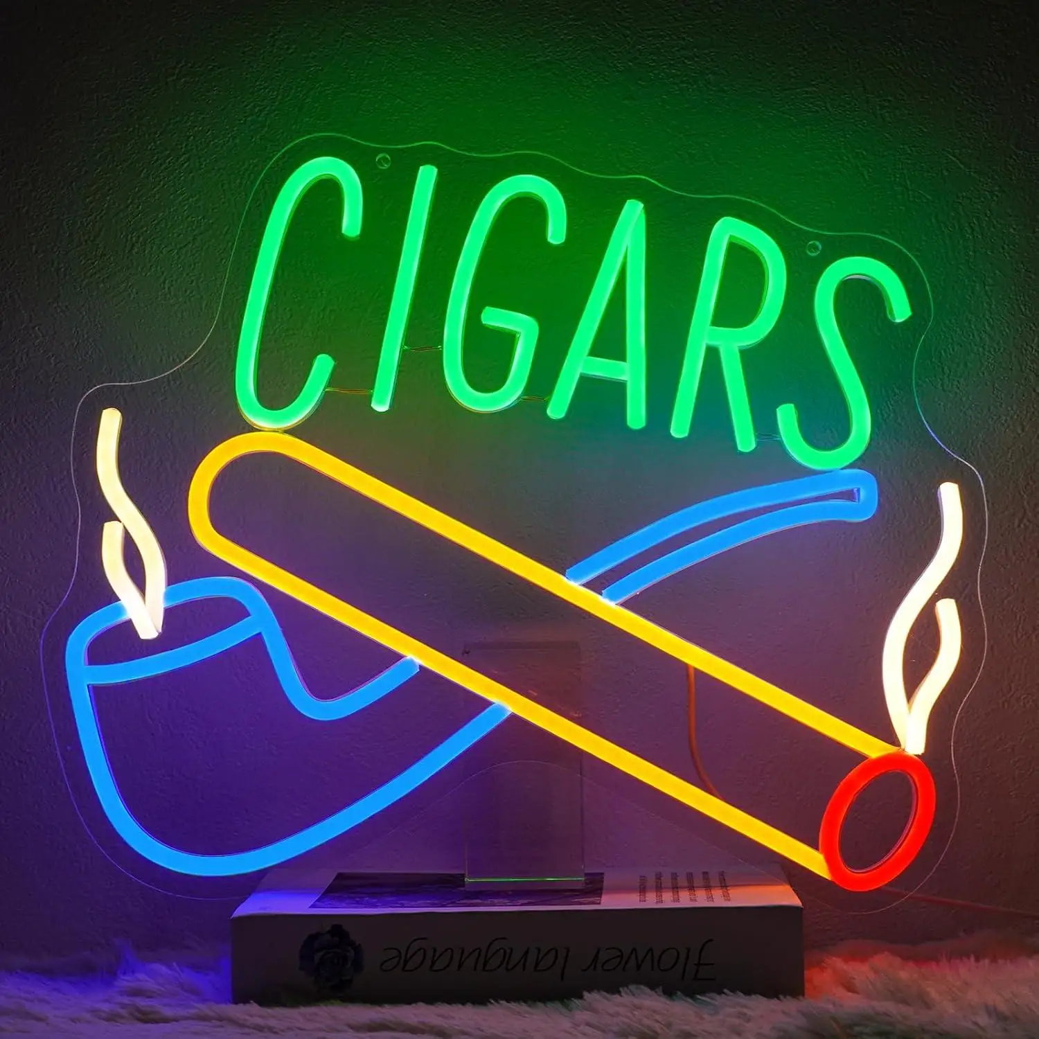 

Неоновая вывеска «Сигары» с регулируемой яркостью для дома, бара, вечеринки, сигарного клуба, мужской комнаты, паба, курительной, декора комнаты отдыха, подарок