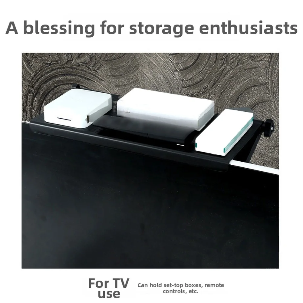 For TV Set Top Box Shelf Stand Black 30.7 x 11.9 cm Compatible with Router Camera Game Console Remote Placement