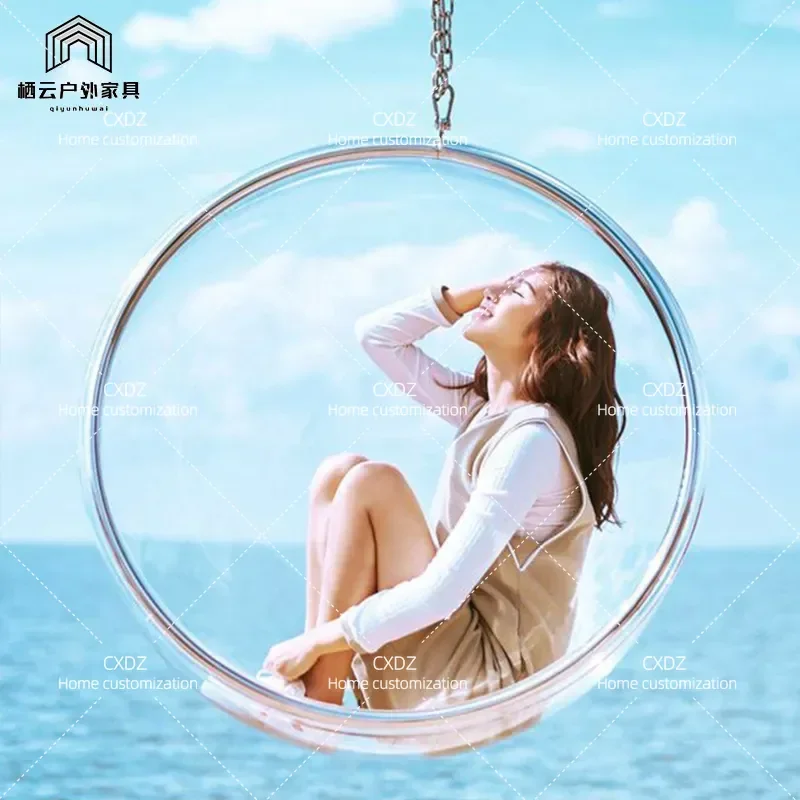 Transparent Bubble Hanging Chair Outdoor Indoor Acrylic Hemisphere Swing Glass Ball Seat Home Garden Decor