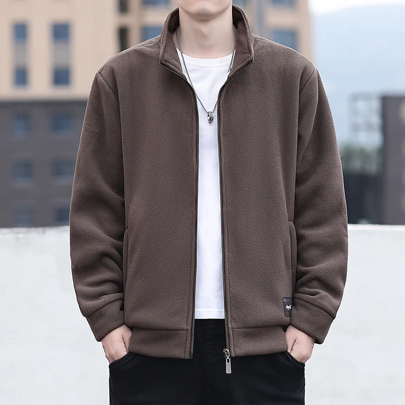 

Men's Casual Fce Jaet Loose Fit Stand Collar Spring Autumn Outerwear Comfortable Sweatirt Trendy Brand Open Cardigan