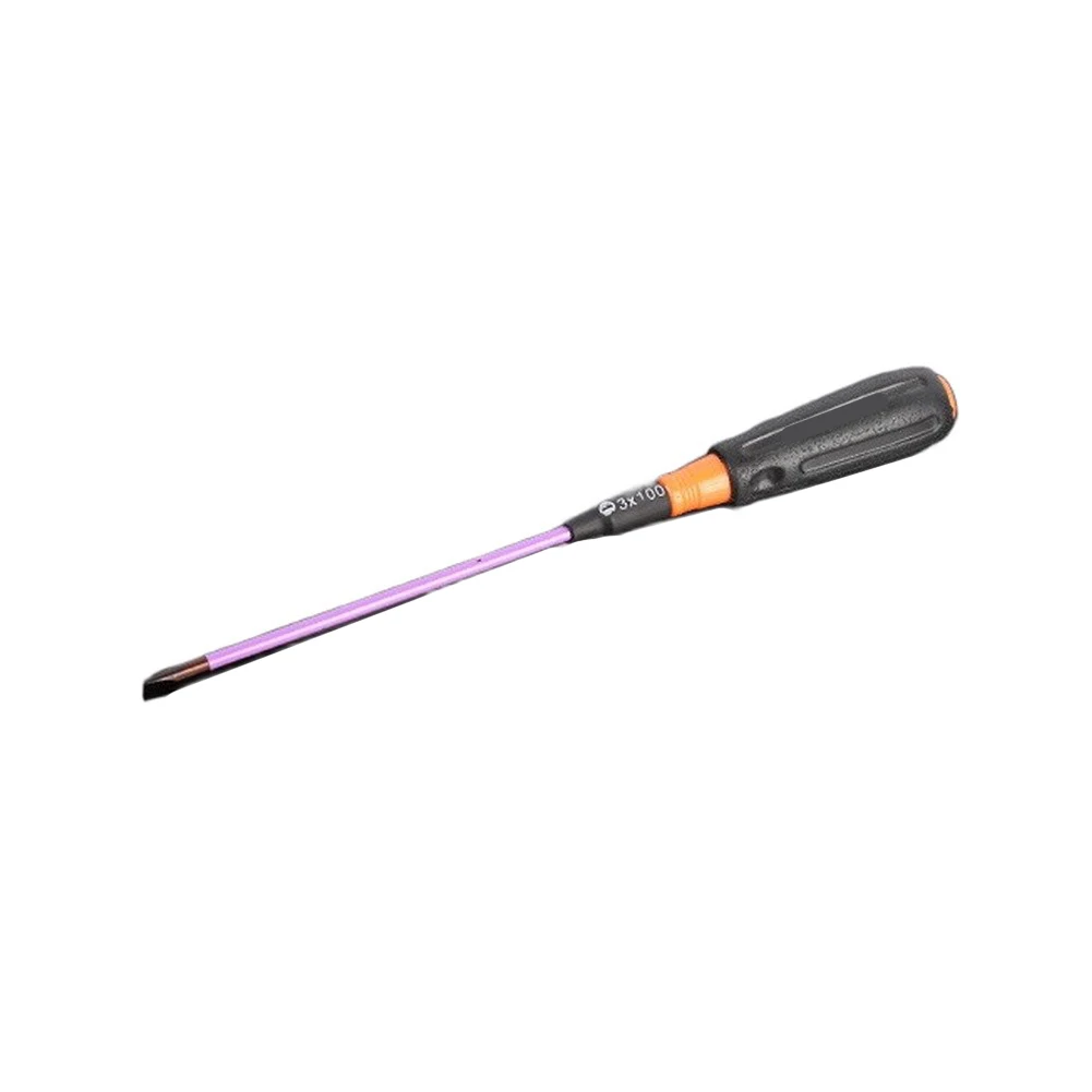 Color Striped High Hardness Magnetic Screwdriver Chromium Vanadium Steel Flathead Tip For DIY Home Repair Hand Tools