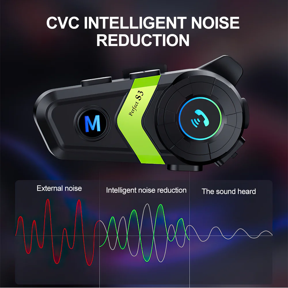 Motorhelm Headset Stereo Bluetooth Handen Ipx7 Waterdichte 2800Mah Met Tri-Color Omgevingslicht