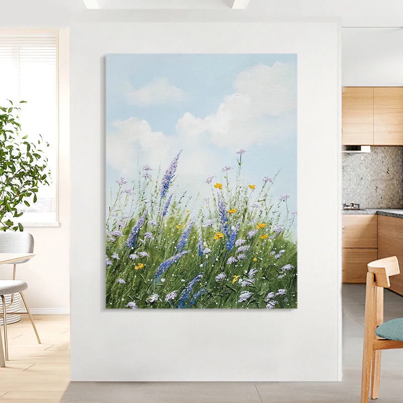 Pure hand-painted three-dimensional oil painting study entrance landscape hanging painting living room painting