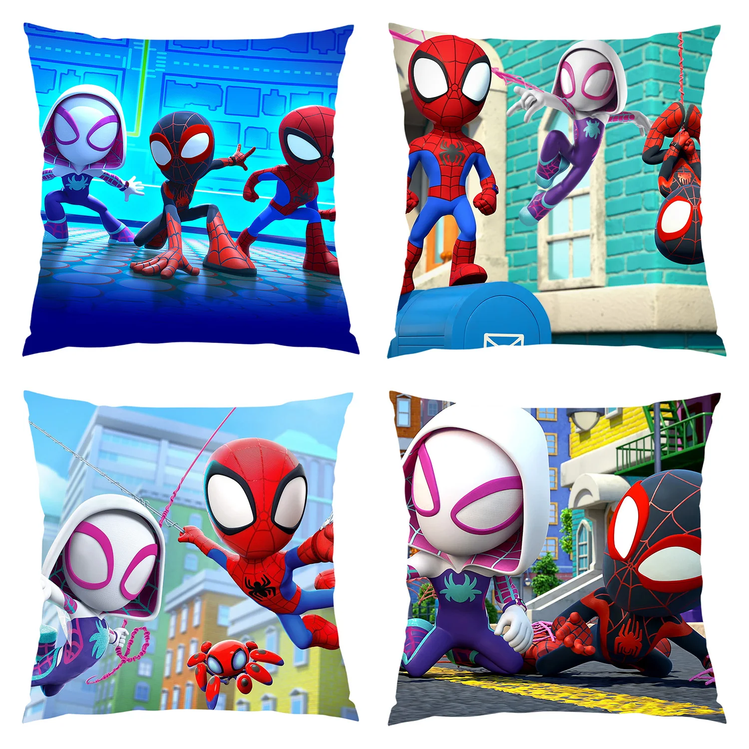 Spidey y sus amigos increíbles fundas de almohada cuadradas, Fundas de cojín pintadas, funda de almohada suave y acogedora con cremallera