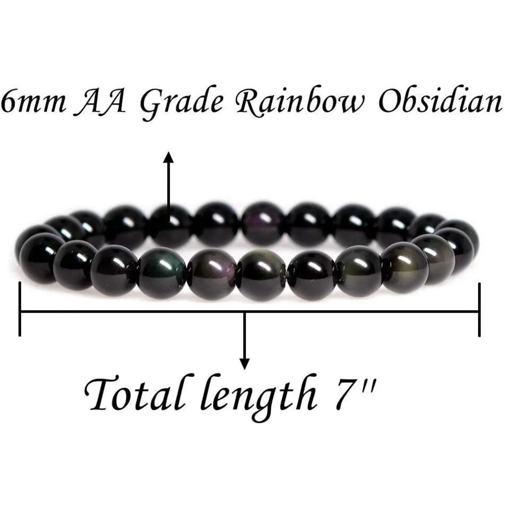 { Energy and Protect} Obsidian Bracele Handmade Natural Gemstone Elastic Bracelet Crystal Stone Beads Jewelry Gifts for Women