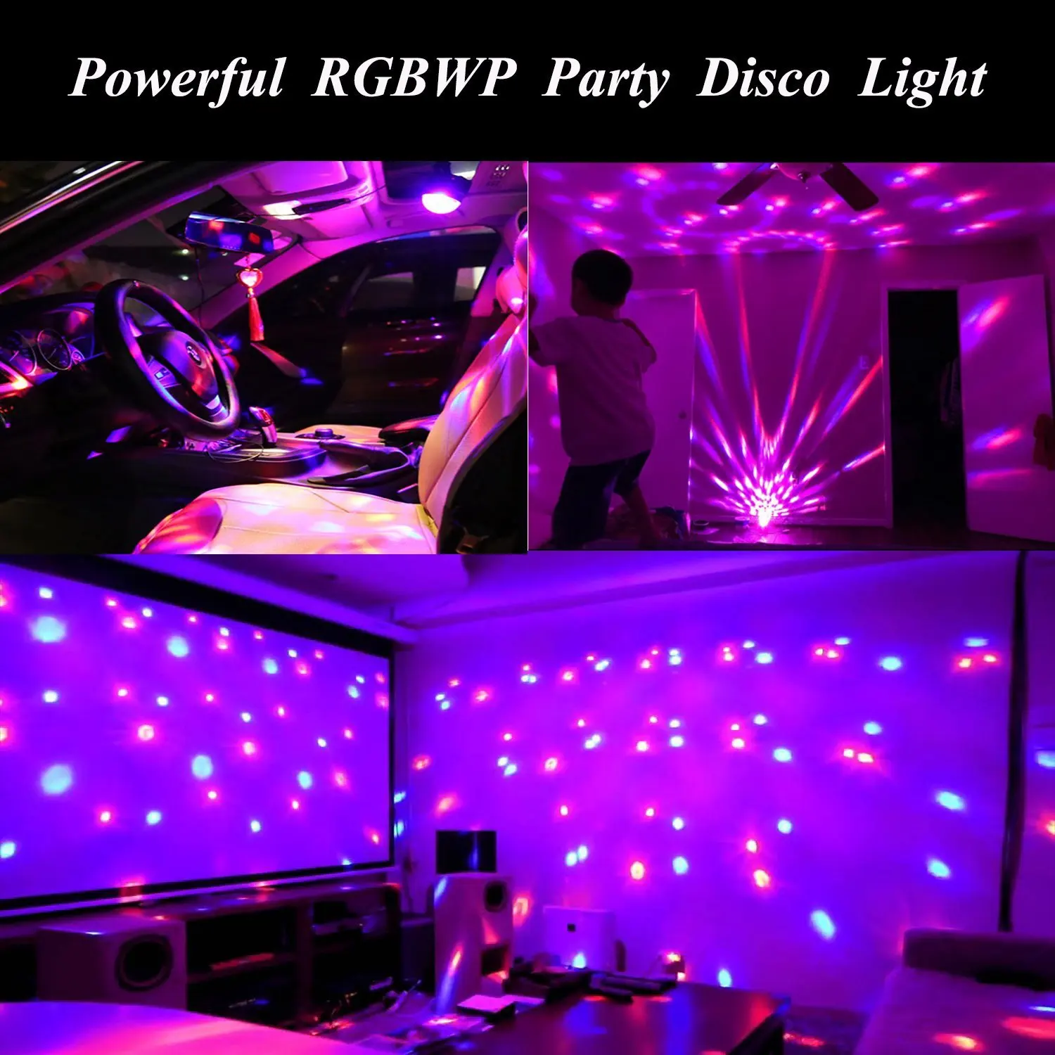 

RGB Disco Ball Party Lights DJ Disco Light LED Projector Strobe Lamp Birthday Party Car Club Bar Karaoke Xmas Sound Activated