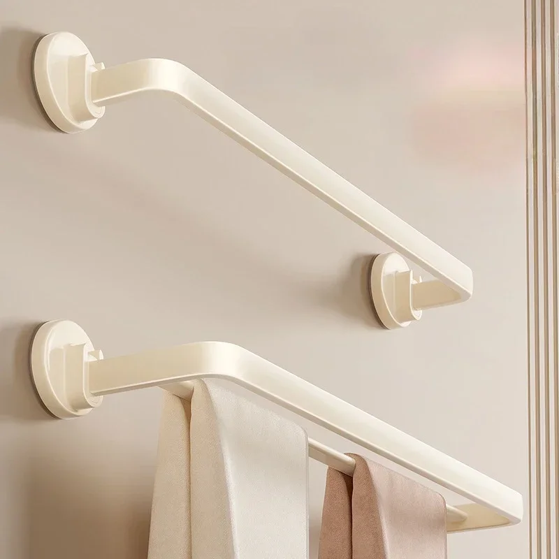 Bathroom Rack Without Drilling Self-adhesive Double Rod Towel Bar Shower Towel Holder Bathroom Organizer  Towel Holder