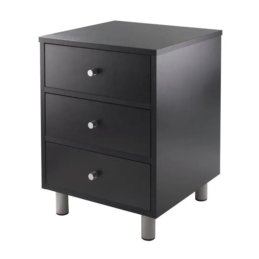 

Daniel Accent Table Nightstand with 3 Drawers, for Bedroom, Black