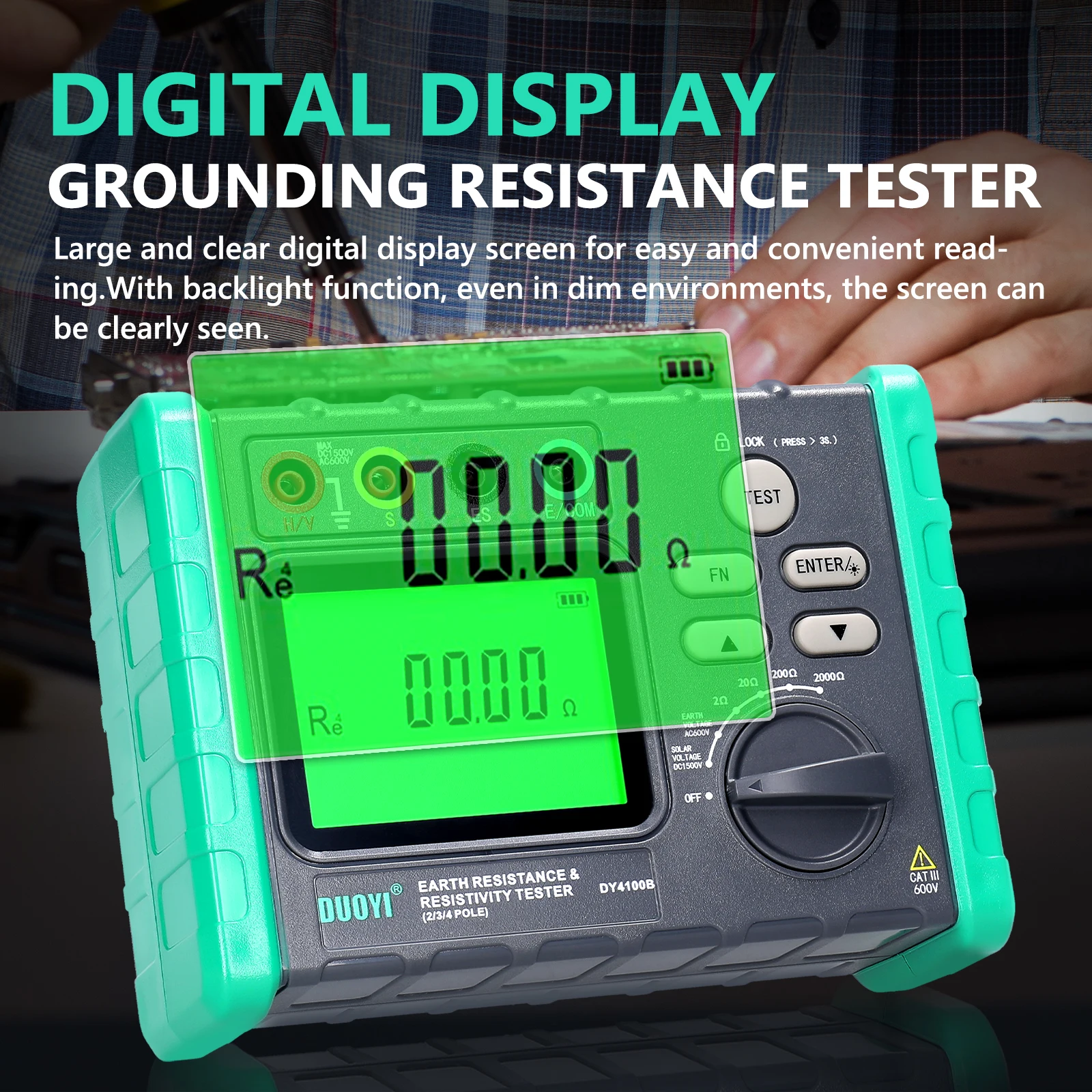 DY-4100A/DY-4100B Digital Grounding Resistance Tester Multi-Gear Ground Resistance Tester Voltage Meter Megohmmeter Voltmeter
