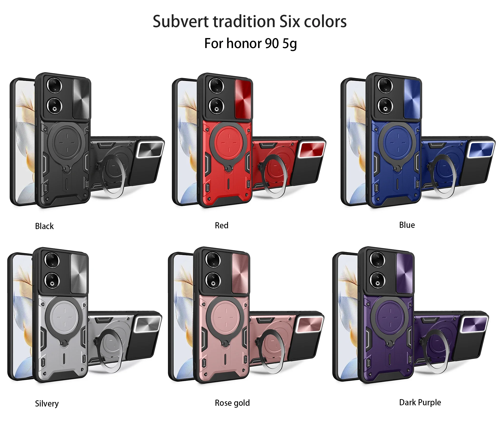 Funda protectora de lente deslizante para Honor 90, 5G, 90 Lite, 50 SE, X7A, X8, X8A, X6, X6S, 4G, soporte magnético