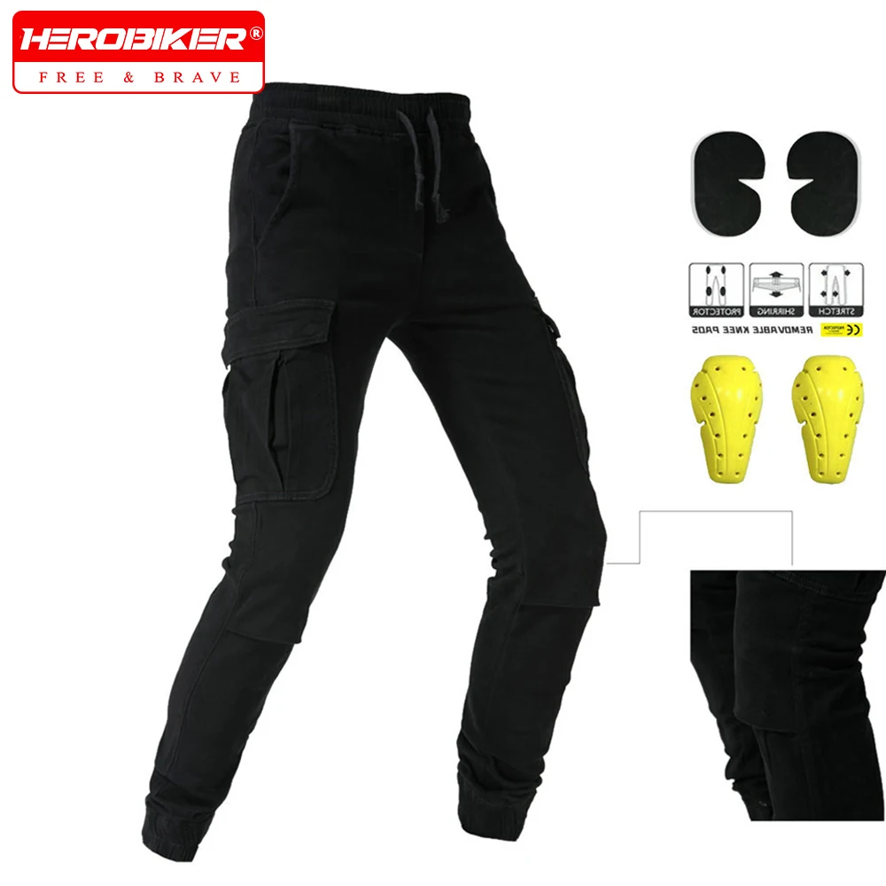 

Men Motorcycle Cargo Pants Multi-pockets Trousers Motocross Pants Wear Resistant Anti-fall CE Protective Gear Racing Pants