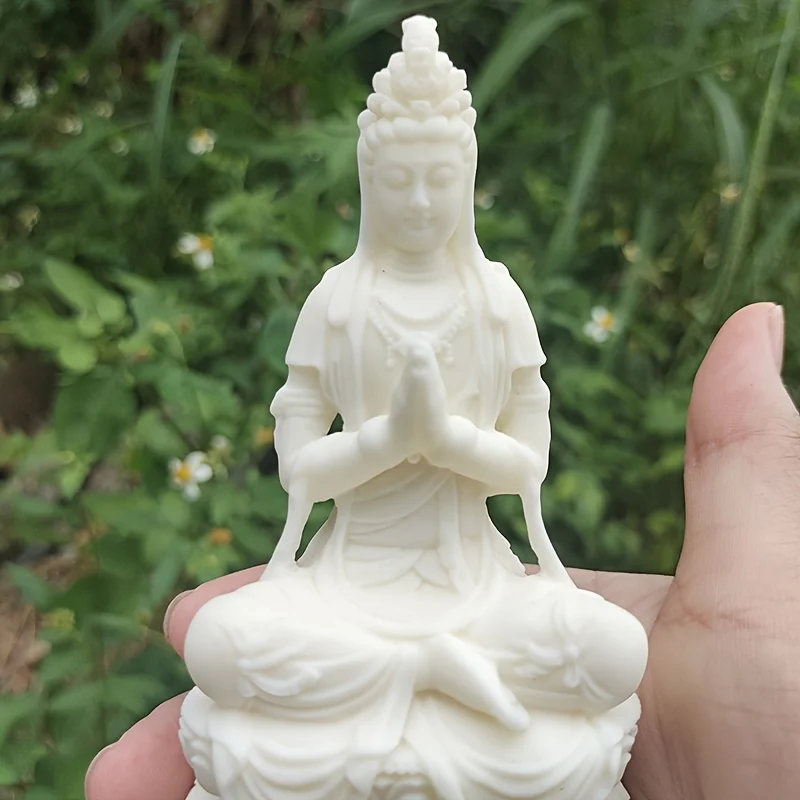 Resin Guanyin Sitting Statue Ornament, Holiday-Themed Decoration, Christmas Recommended Gift, Buddha Bath Festival Gift, Thanksgiving Home Decor, New Year Gift for Parents, Zen-Inspired Space Offering, Eastern Aesthetic Collectible, Living Room and Study Tabletop Statue Ornament