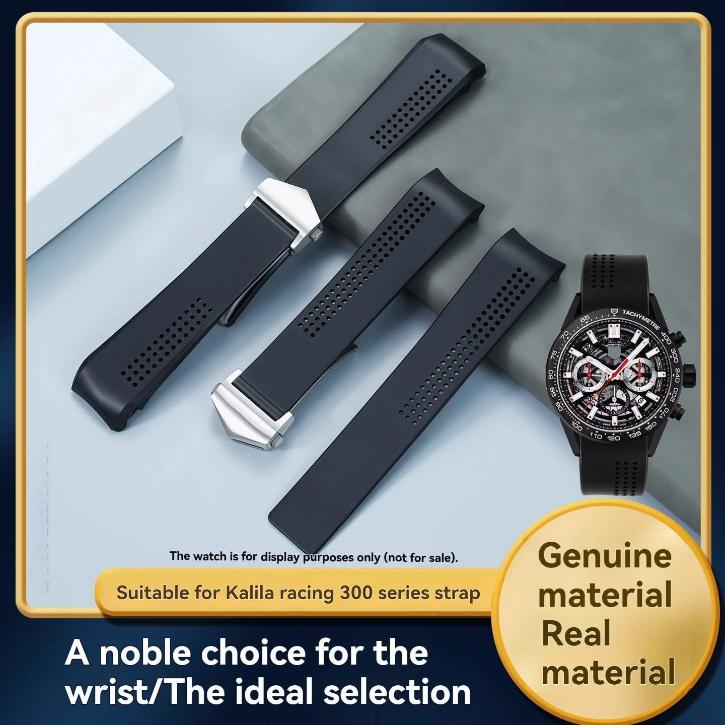 Side hole silicone rubber watch strap suitable for Tag Heuer diving Calera series waterproof wristband accessories 20 22mm