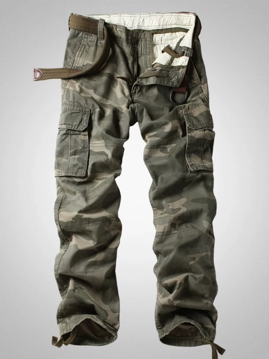 

Американские рабочие брюки в стиле ретро, мужские свободные прямые брюки, уличные повседневные брюки, весна-осень, модный брендовый камуфляж с несколькими карманами