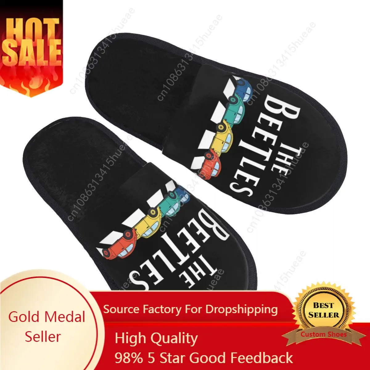 

Custom Heavy Metal Rock The Beatle Car Memory Foam Slippers Women Cozy Warm House Slippers