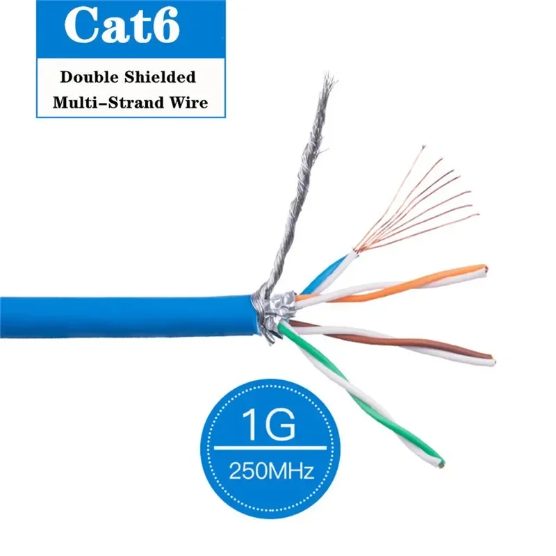 Conector RJ45 Cat6 Eathernet, Cable de Internet, línea Lan blindada, red SFTP, 4 pares trenzados, CAT 6, Parche de Cabo 26AWG