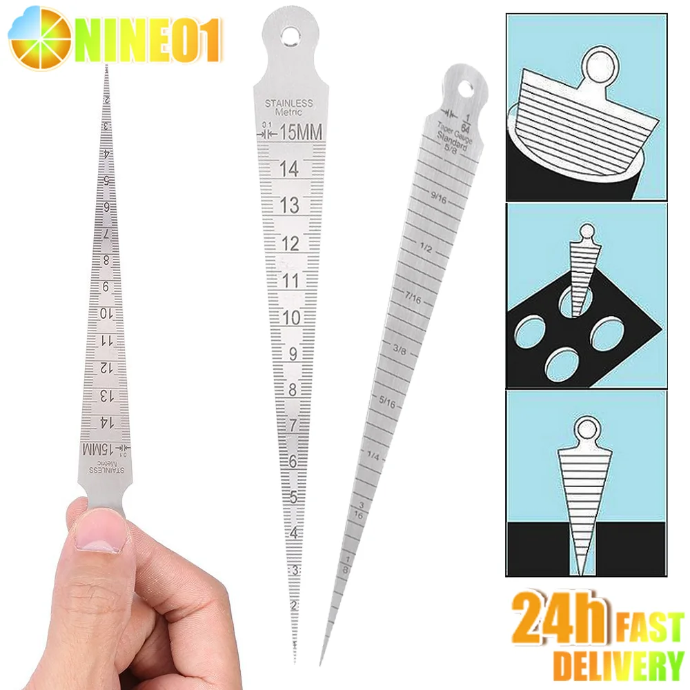 Stainless Steel Taper Welding Gauge Test Welding Taper Gap Gauge Depth Ruler Hole Inspection Tool Wedge Feeler Ruler Measure Kit