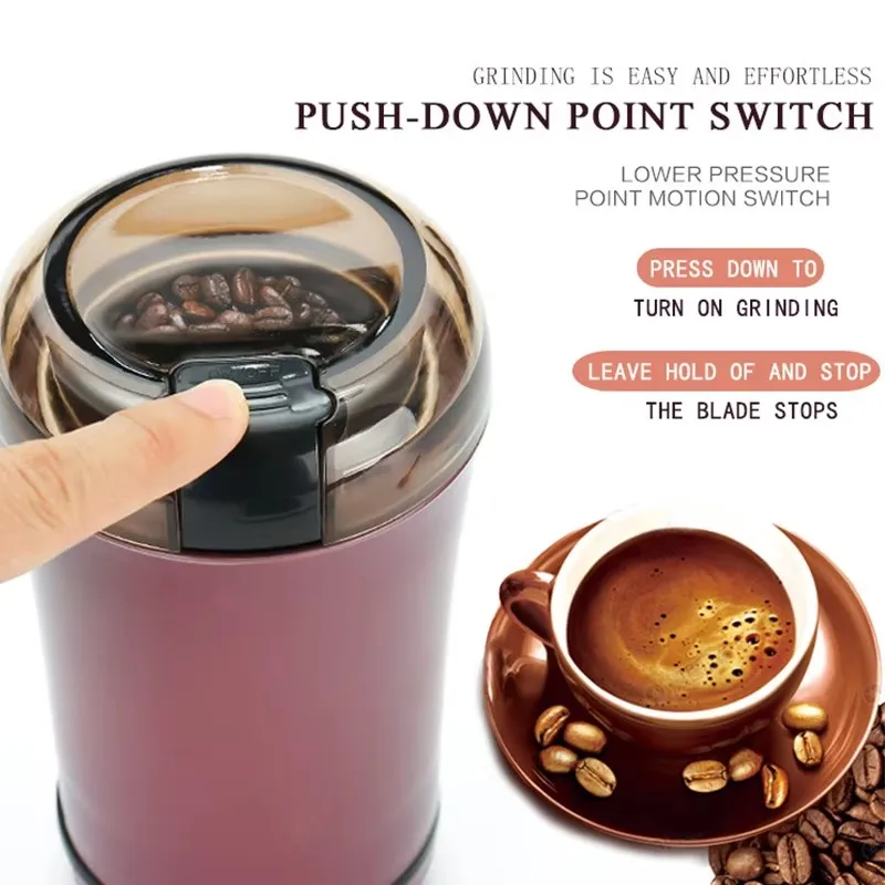 2024 New Portable Electric Coffee Grinder Household Small Grain Grinder Stainless Steel Nut Bean Grain Grinding Mixer