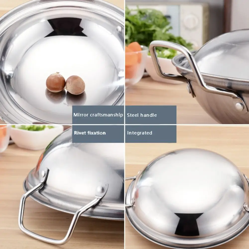 Stainless Steel Alcohol Furnace Small Hotpot Pot Round with Lid Alcohol Stove Pot Chinese cuisine Double Handle Dry Pot