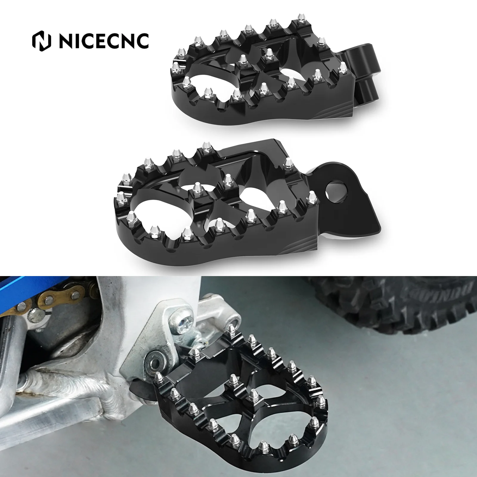 NiceCNC 57mm Foot Pegs Footrest For Yamaha YZ125 YZ250 1998-2023 YZ 125X 250X 250F 250FX 450F 450FX WR250F WR450F YZ65 YZ85