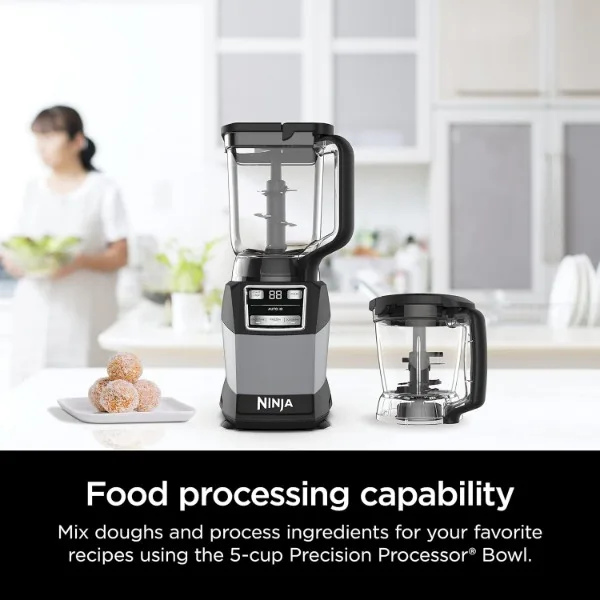 Ninja AMZ493BRN Compact Kitchen System, 1200W, 3 Functions for Smoothies, Dough & Frozen Drinks with Auto-IQ