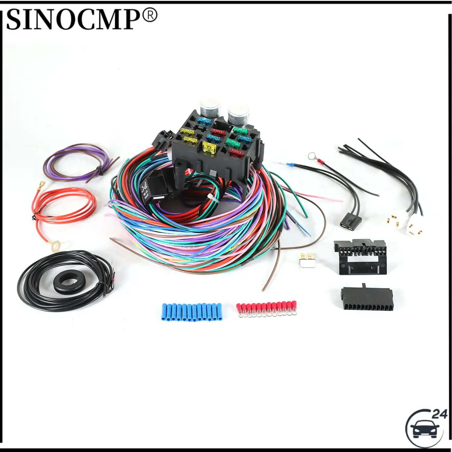

Universal Extra long Wires 12 Circuit 10 fuses Wiring Harness Wire Kits for Chevrolet Pickup Truck Horn Electric Fan Dome Light