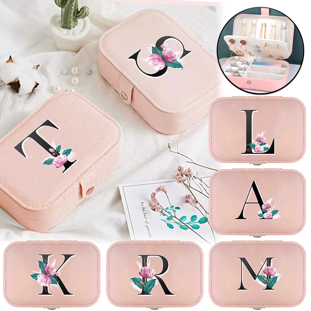 

New 2025 Leather Portable Jewelry Casket Whitemarble Series Large Capacity Travel Organizer Classic Fashion Pink Storage Box