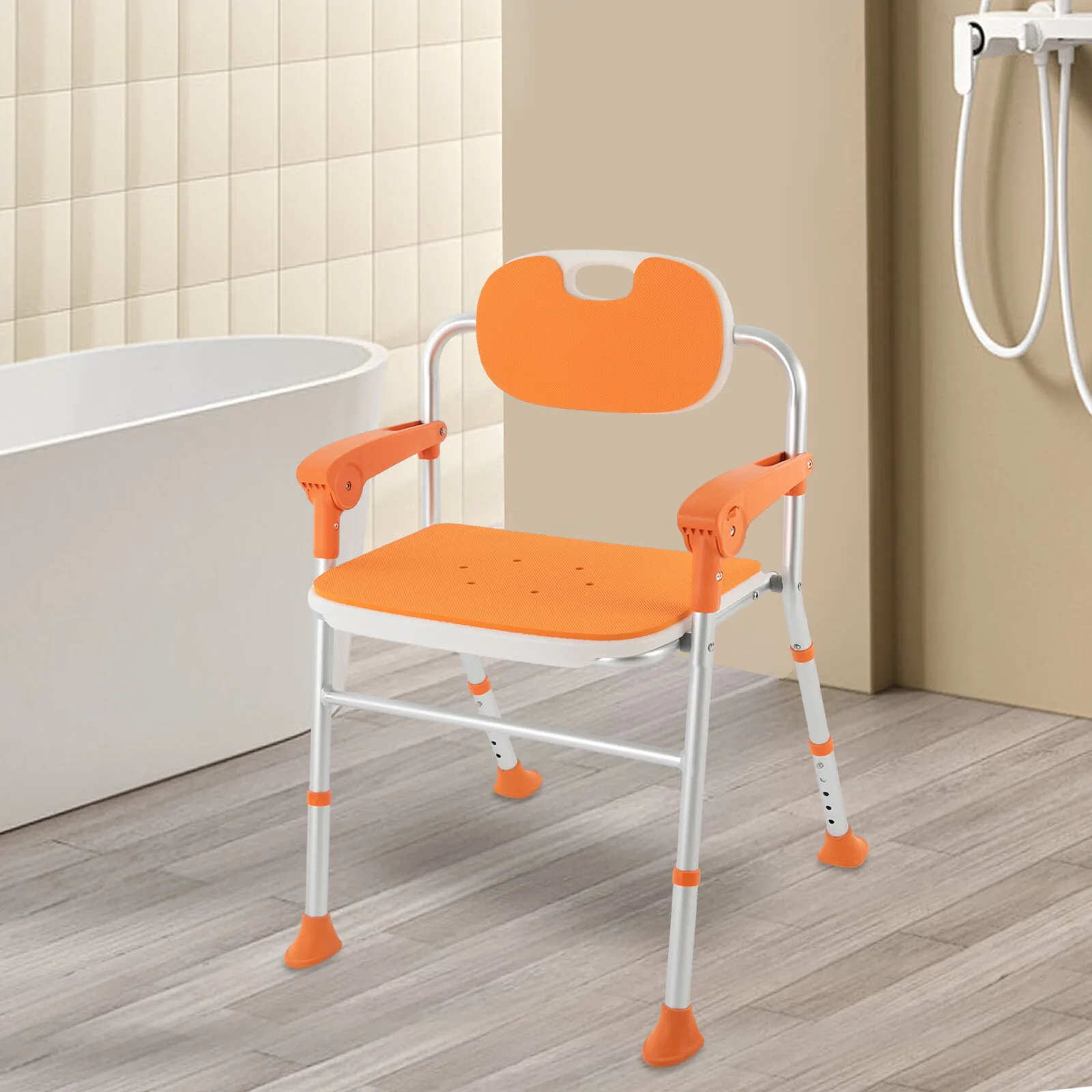 

Foldable Shower Seat Shower Stool for Seniors Folding Bath Chair Heavy Duty Shower Chair with Armrests and Backrest for Hygiene