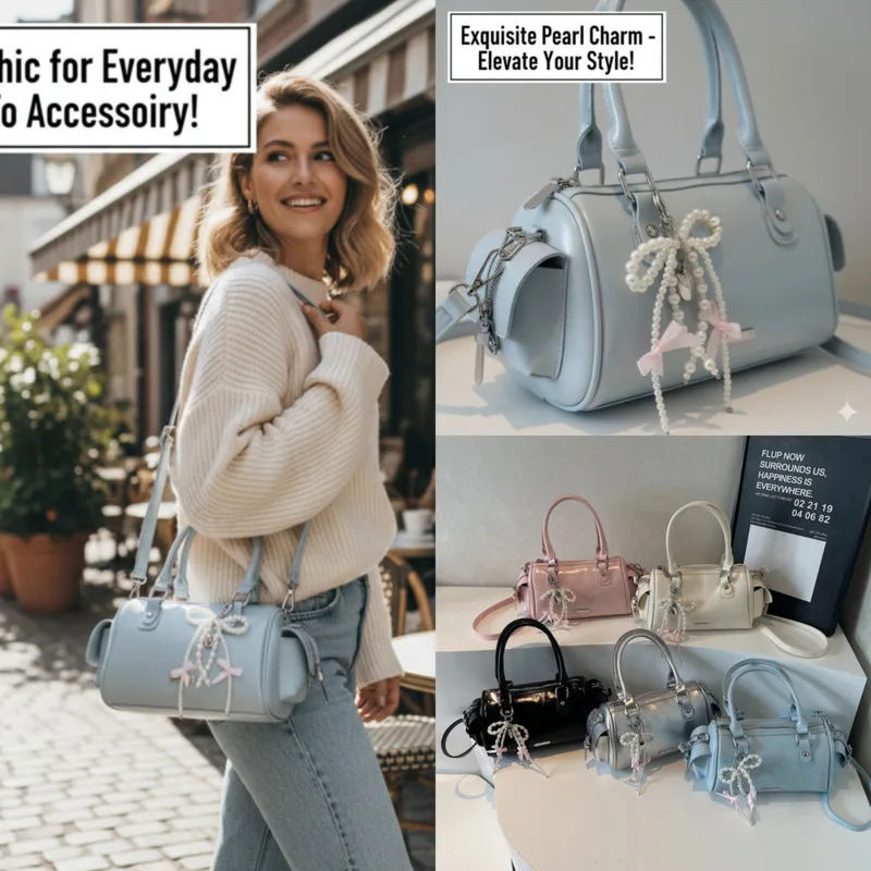 

Женская сумка-тоут Bow в корейском стиле, однотонная, Y2K, Itabag, новая, модная, для повседневного использования, на плечо, кроссбоди, бостонская сумка