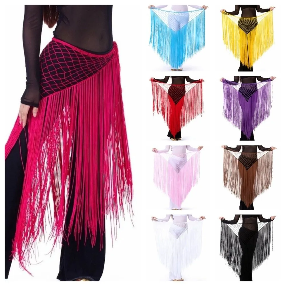 Mesh Belly Dance Waist Chain Hollow Long Tassel Dancing Waist Belt Handmade Adjustable Sequin Waist Chain Dancer Accessories
